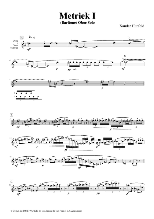 Xander Hunfeld - partituur Metric I