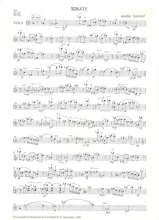Xander Hunfeld - partituur Sonata Viola Solo